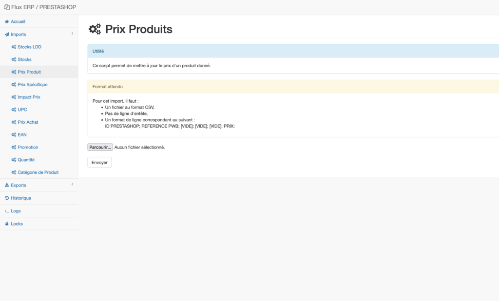 Outil de flux PrestaShop
